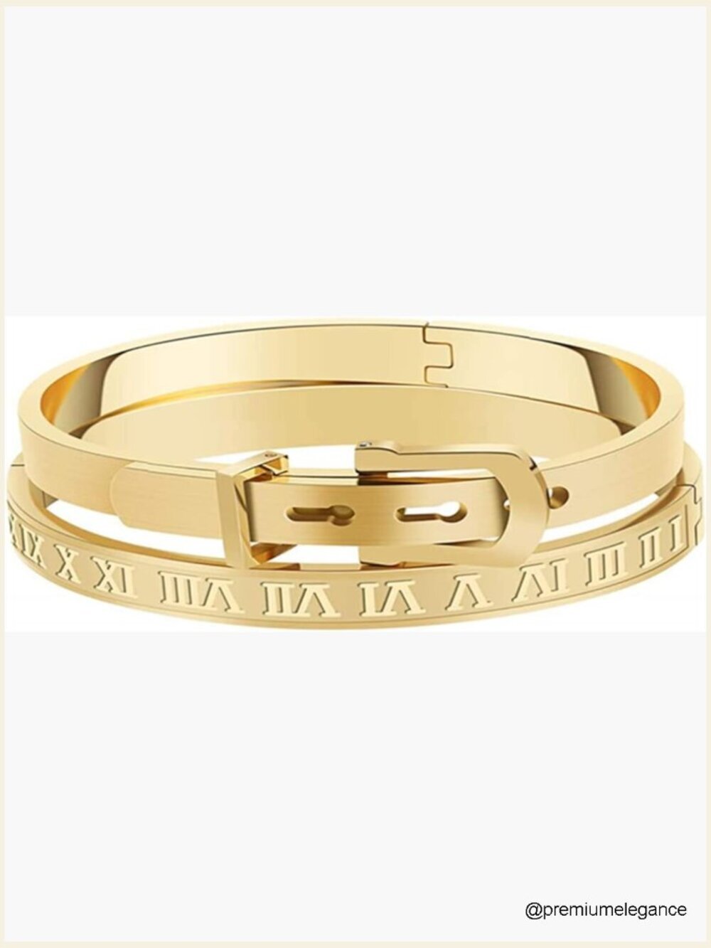 Roman Numeral Bangle 2 Pack Stainless Steel Engraved Unisex Cuff Bracelet